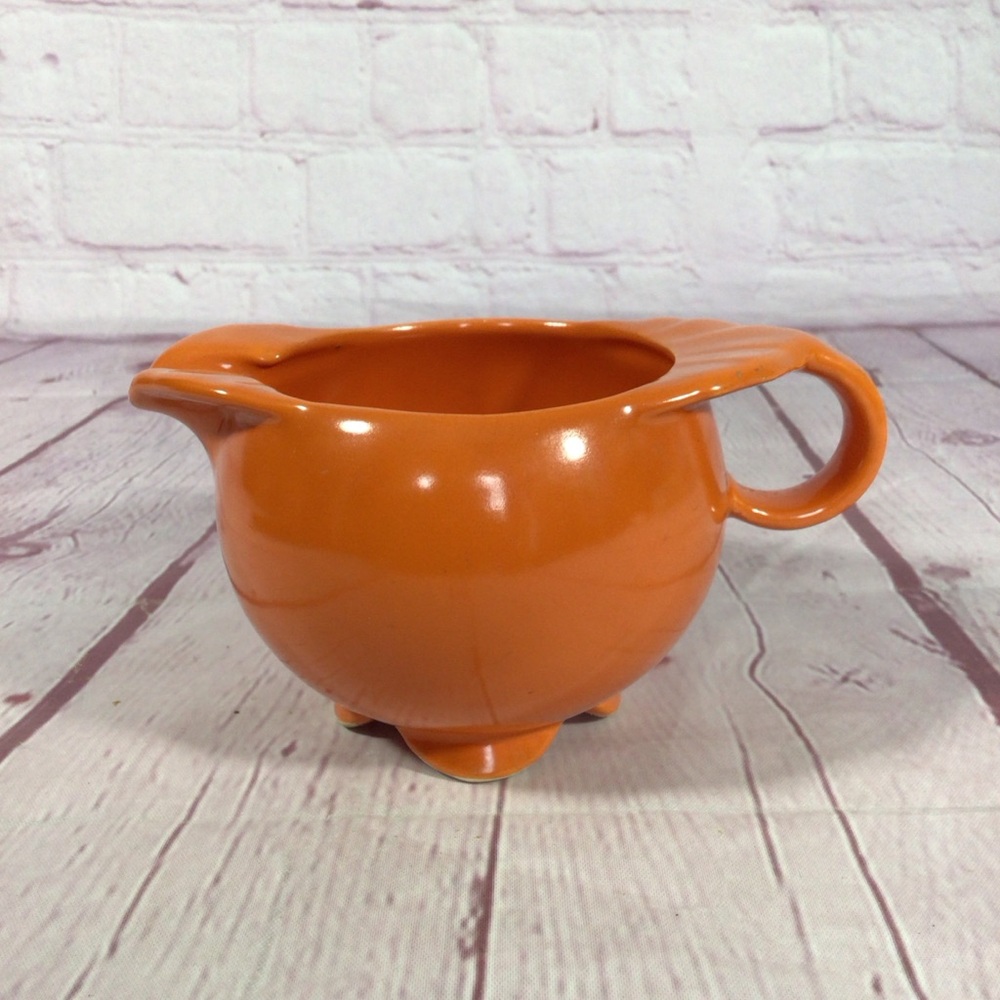 Vintage Orange Ceramic Footed Creamer
